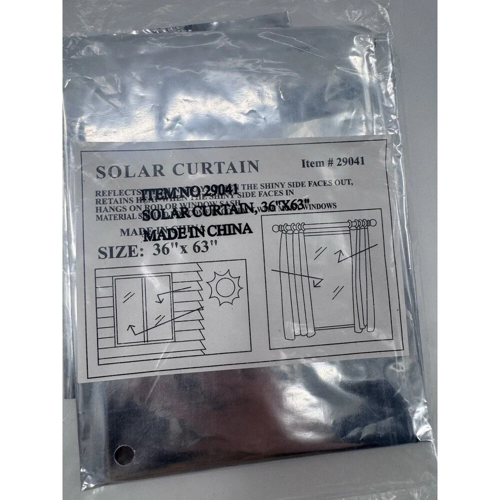Solar Curtain Sheets 2 Count, Stop Winter Heat Loss, Keep Cool Summer  36x63